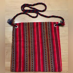 Greek Traditional Red & Striped Pattern Cloth Tote Bag